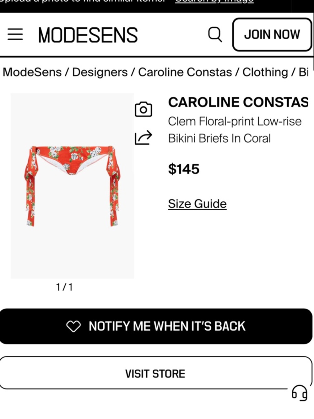 Caroline Constas Clementine Floral-print Low-rise Bikini Briefs In Coral NWT med - Picture 3 of 9